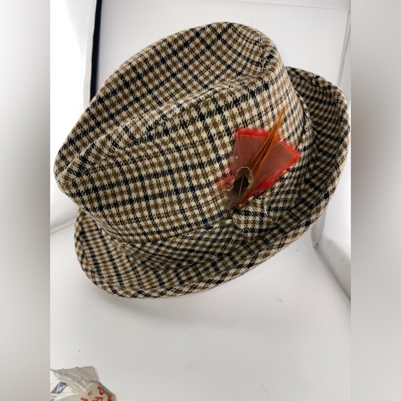 Pendleton Other - Pendleton Men's Size 7 1/4 Fedora Hat Cap houndstooth Pure Virgin Wool Feather  